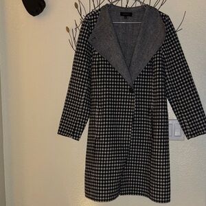 Talbots Black and White Checkered Coat